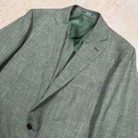 Harold Wool Silk Linen Blazer Unstructured Sport Coat Melange Grey Italy 42R - Picture 3 of 11